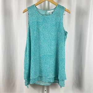 Fever Medium Double Layer Sleeveless Blouse Tank Top Flowy Vacation Summer Light
